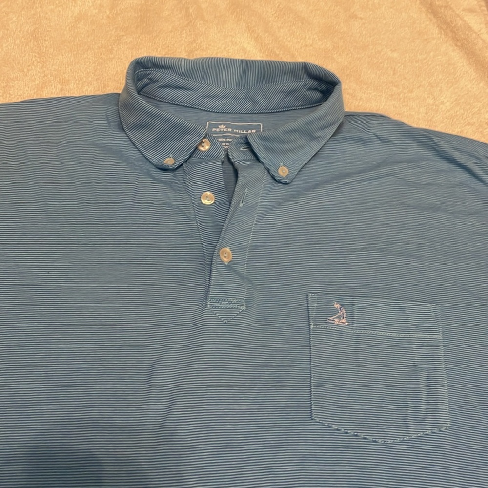 Peter Millar Sky Blue Polo Golf Shirt - Picture 4 of 7